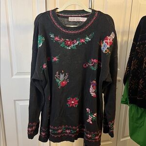 Venezia Black Sweater with Festive Patterns